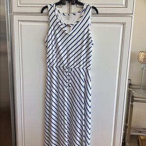 Talbots SP White dress with navy stripes